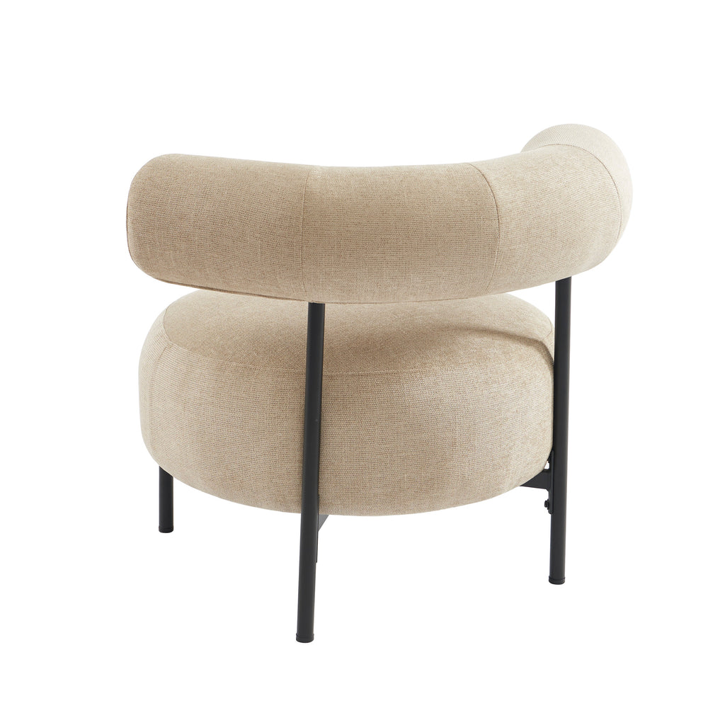 Farel - Chaises - Tissu Chenille - Beige Et Pieds Métal Noir
