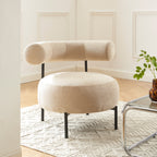 Farel - Chaises - Tissu Chenille - Beige Et Pieds Métal Noir