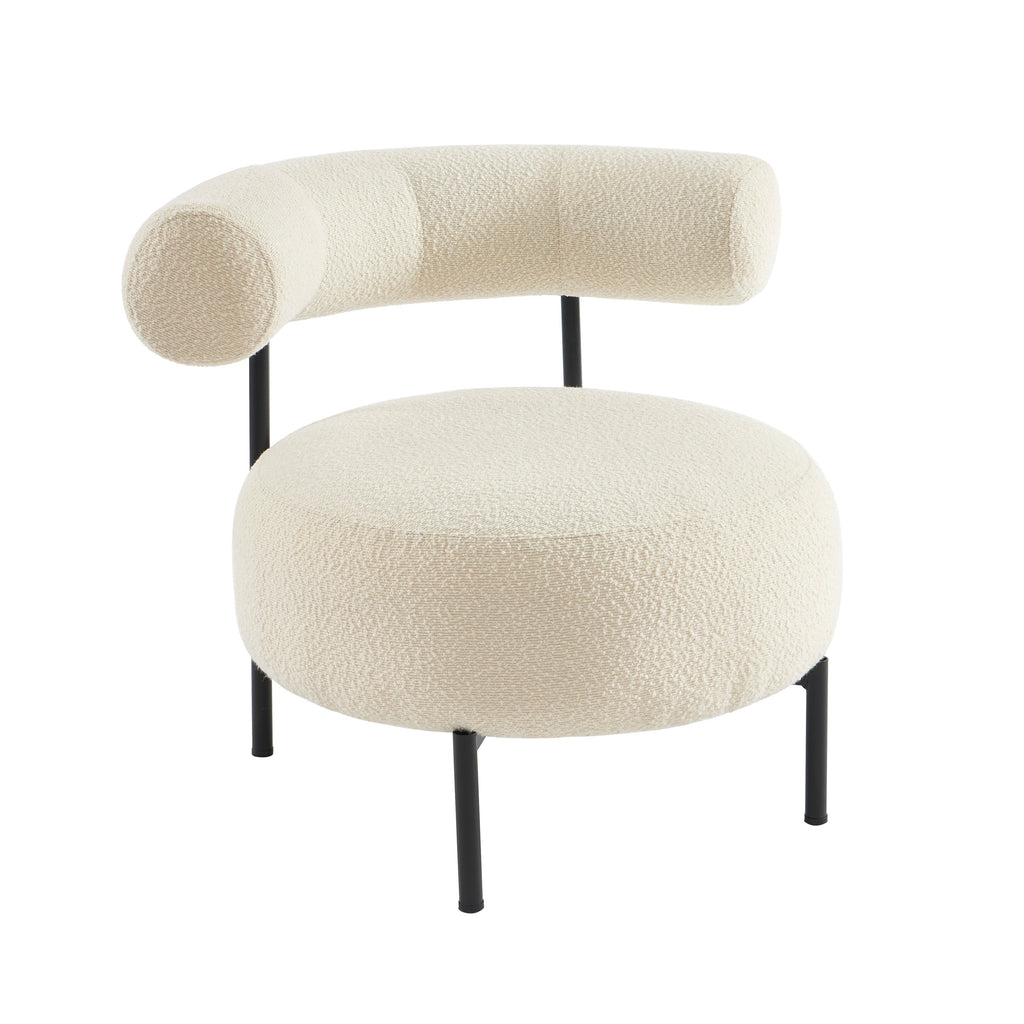 Farel - Chaises - Bouclette Écrue Et Pieds Métal - Noir