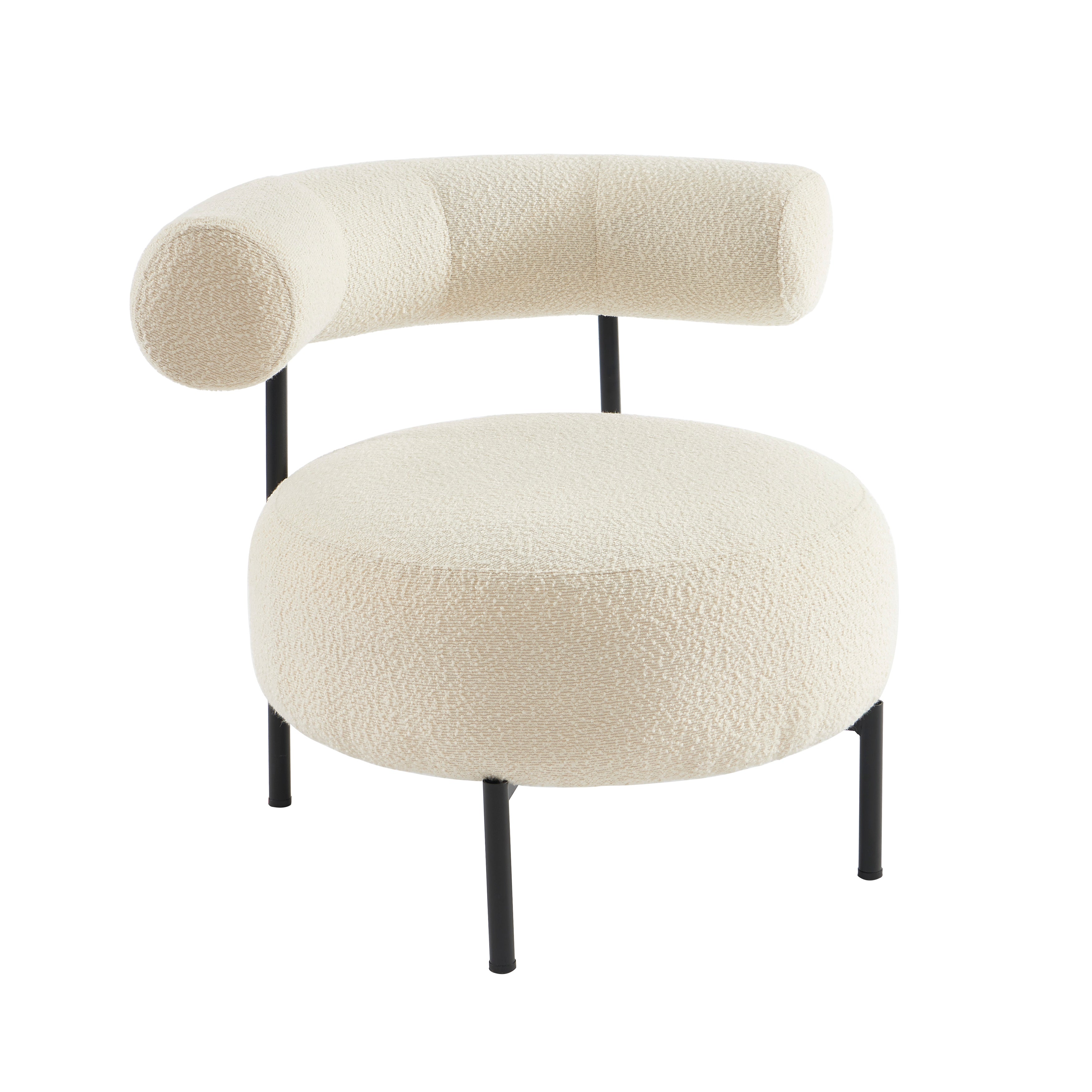 Farel - Chaises - Bouclette Écrue Et Pieds Métal - Noir