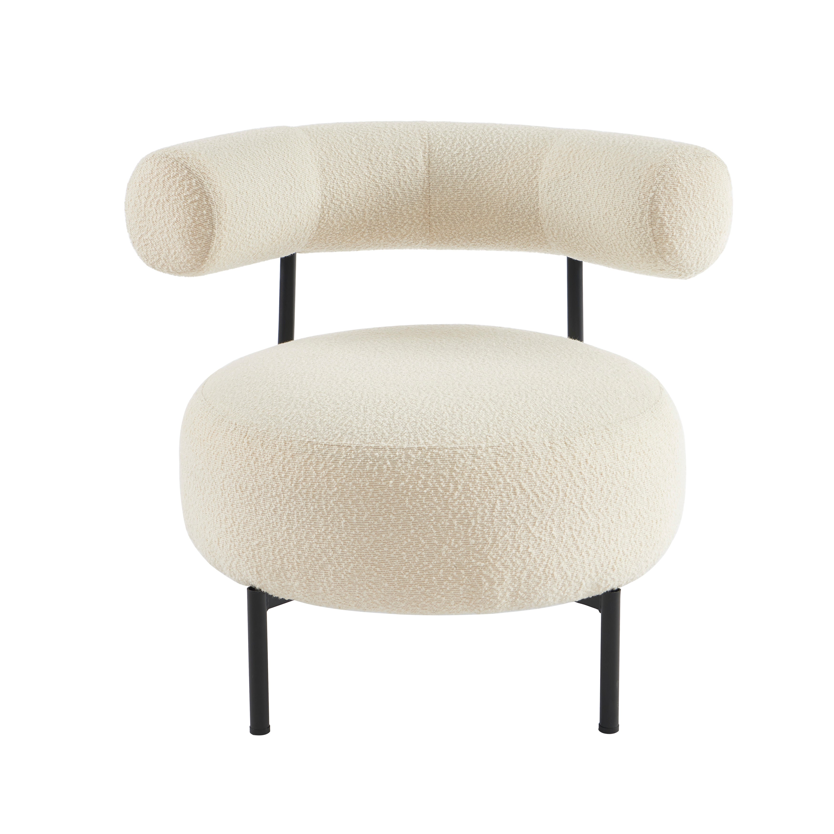 Farel - Chaises - Bouclette Écrue Et Pieds Métal - Noir