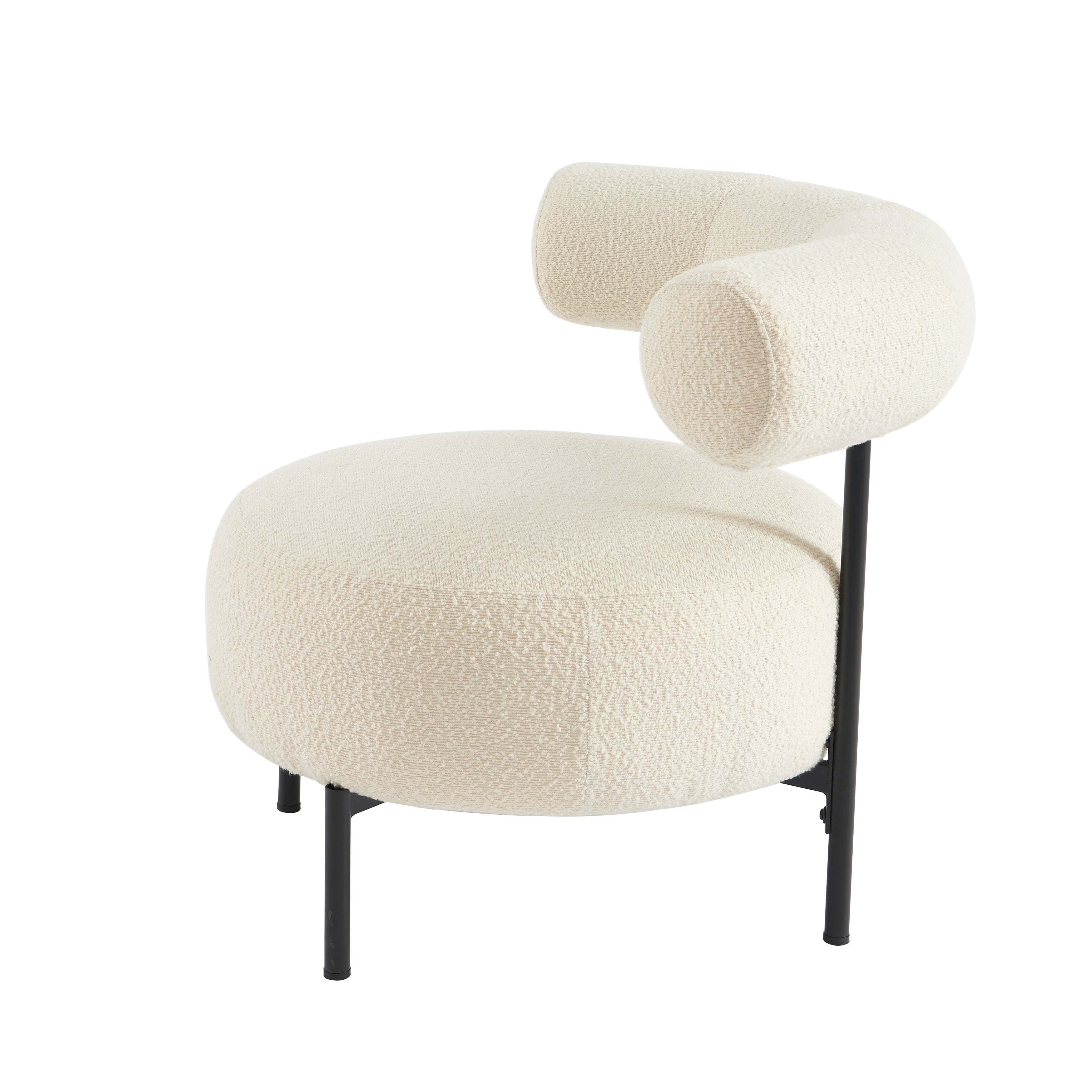 Farel - Chaises - Bouclette Écrue Et Pieds Métal - Noir