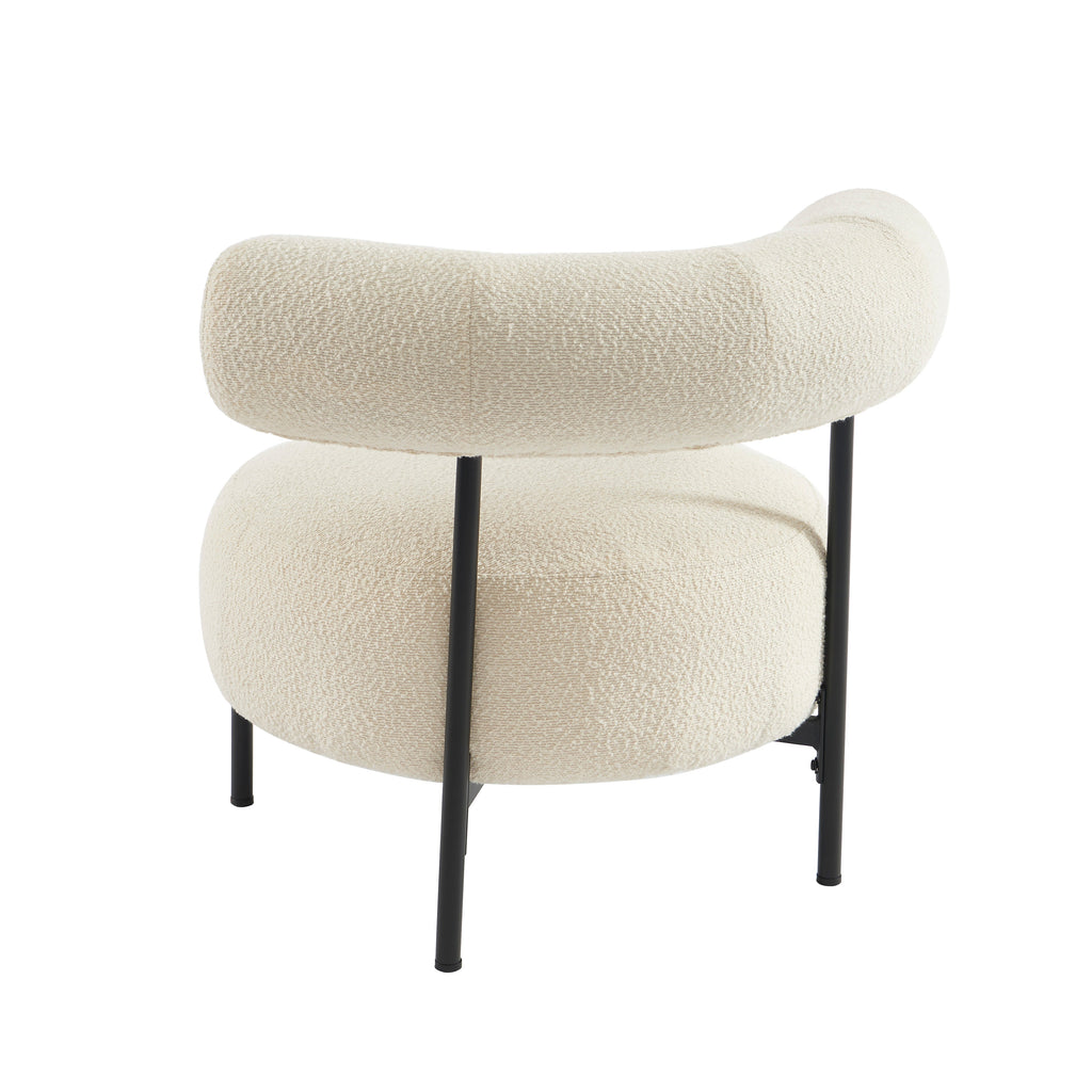 Farel - Chaises - Bouclette Écrue Et Pieds Métal - Noir