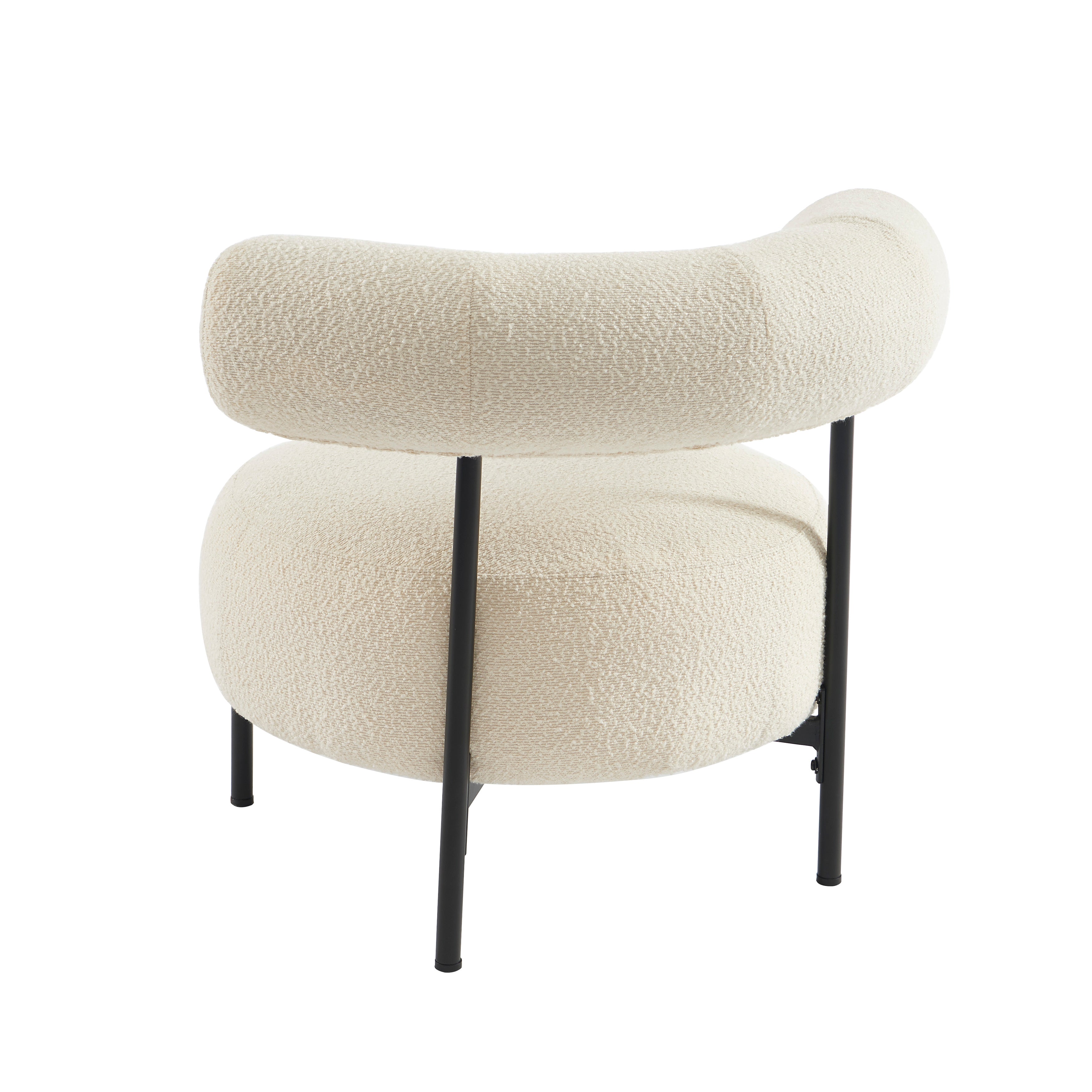 Farel - Chaises - Bouclette Écrue Et Pieds Métal - Noir