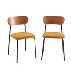 Lot De 2 Chaises Frida - Velours Côtelé Jaune Moutarde Pieds Métal Noir