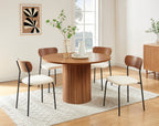 Lot De 4 Chaises Frida - Tissu Bouclette Écru Pieds Métal Noir