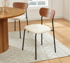 Lot De 4 Chaises Frida - Tissu Bouclette Écru Pieds Métal Noir