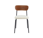 Lot De 4 Chaises Frida - Tissu Bouclette Écru Pieds Métal Noir