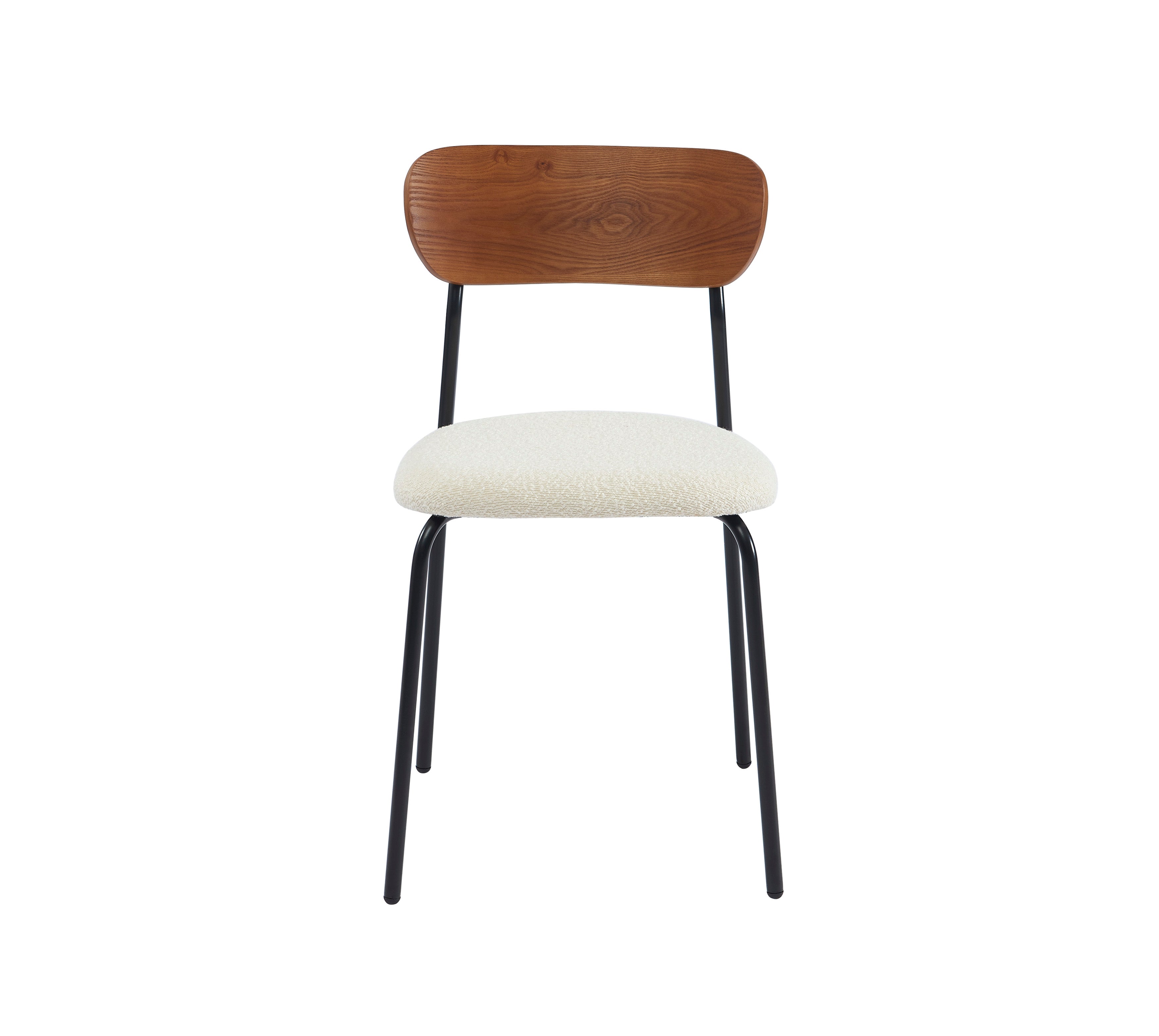 Lot De 4 Chaises Frida - Tissu Bouclette Écru Pieds Métal Noir