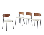 Lot De 4 Chaises Frida - Tissu Bouclette Écru Pieds Métal Noir