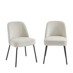 Lot De 2 Chaises Gina - Velours Cotelé Écru Pieds Métal Noir