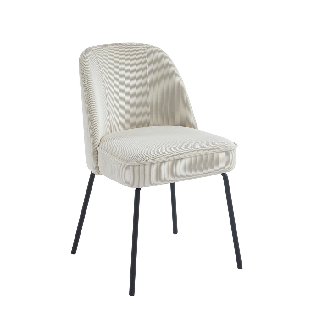 Lot De 2 Chaises Gina - Velours Cotelé Écru Pieds Métal Noir