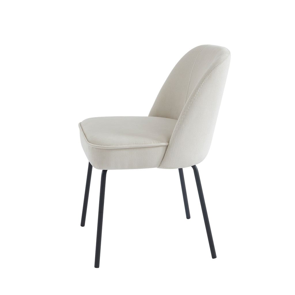 Lot De 2 Chaises Gina - Velours Cotelé Écru Pieds Métal Noir