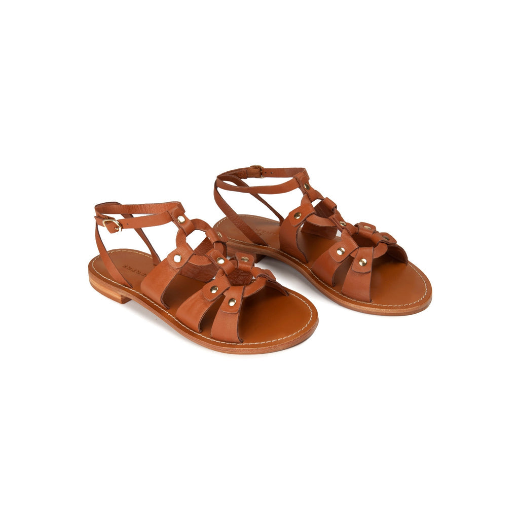 Couleur Pourpre - Sandales Plates Sikim - Camel