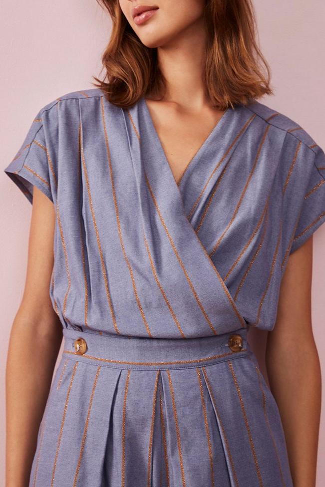 Combi Pantalon Silvie - Rayure Chambray