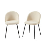 Lot De 2 Chaises Misu - Tissu Bouclette Écru Pieds Métal Noir