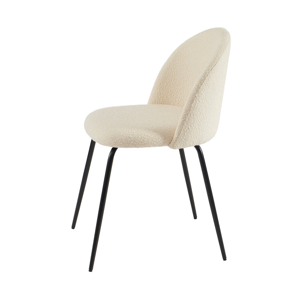 Lot De 2 Chaises Misu - Tissu Bouclette Écru Pieds Métal Noir