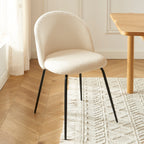 Lot De 2 Chaises Misu - Tissu Bouclette Écru Pieds Métal Noir