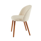 Lot De 2 Chaises Simone - Tissu Bouclette Blanc Cassé Pieds Bois Teinté Noyer