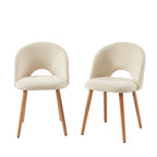 Lot De 2 Chaises Simone - Tissu Bouclette Écru Pieds Hêtre Massif