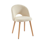 Lot De 2 Chaises Simone - Tissu Bouclette Écru Pieds Hêtre Massif