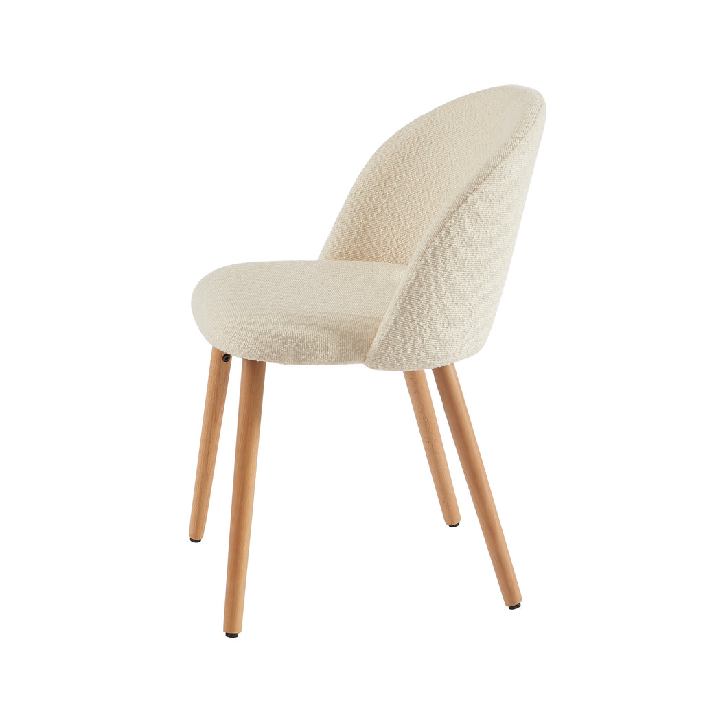 Lot De 2 Chaises Simone - Tissu Bouclette Écru Pieds Hêtre Massif