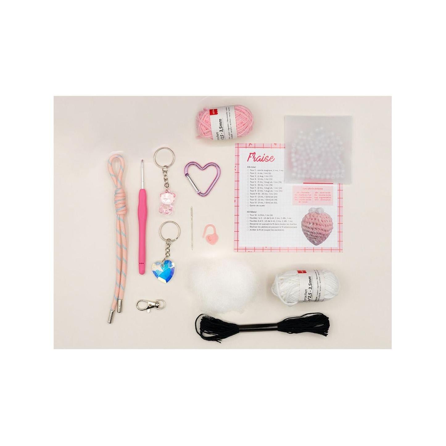 Kit Crochet Pour Débutant - Bag Charms - Glam Pink