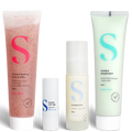La routine skin cycling composée de quatre produits pour détoxifier la peau.