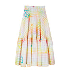Jupe Check Flower Print