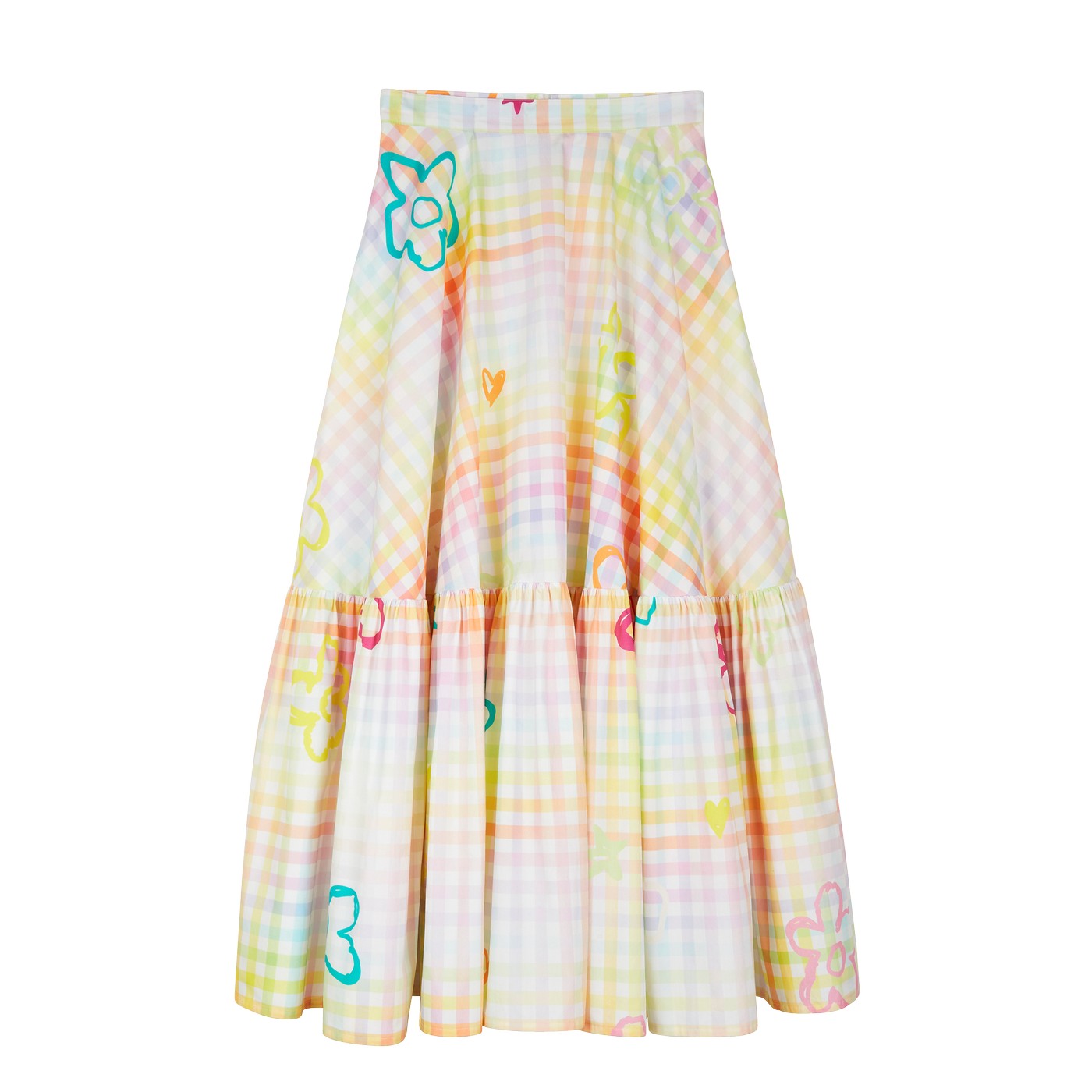 Jupe Check Flower Print