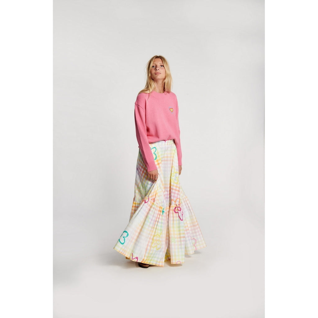 Jupe Check Flower Print