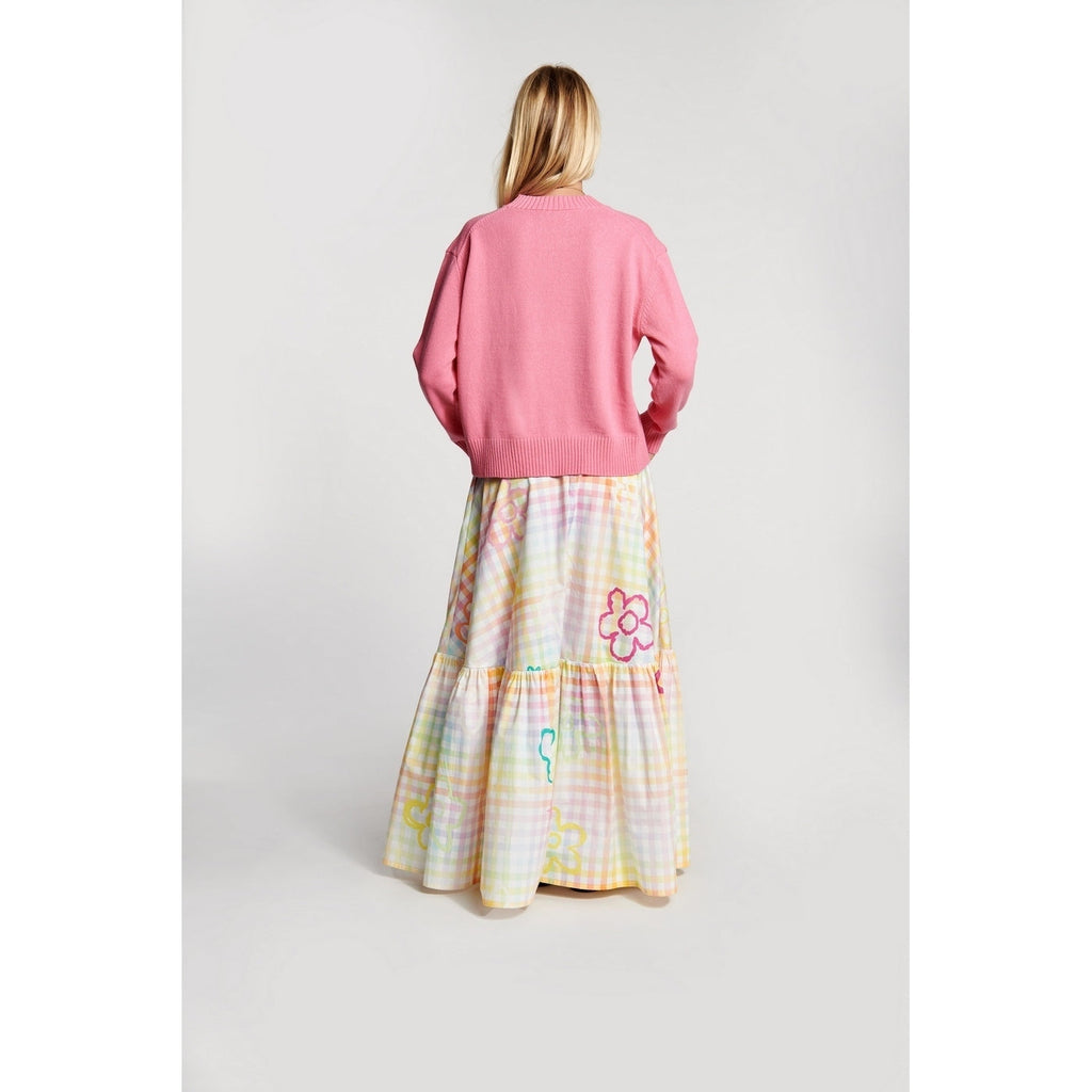 Jupe Check Flower Print