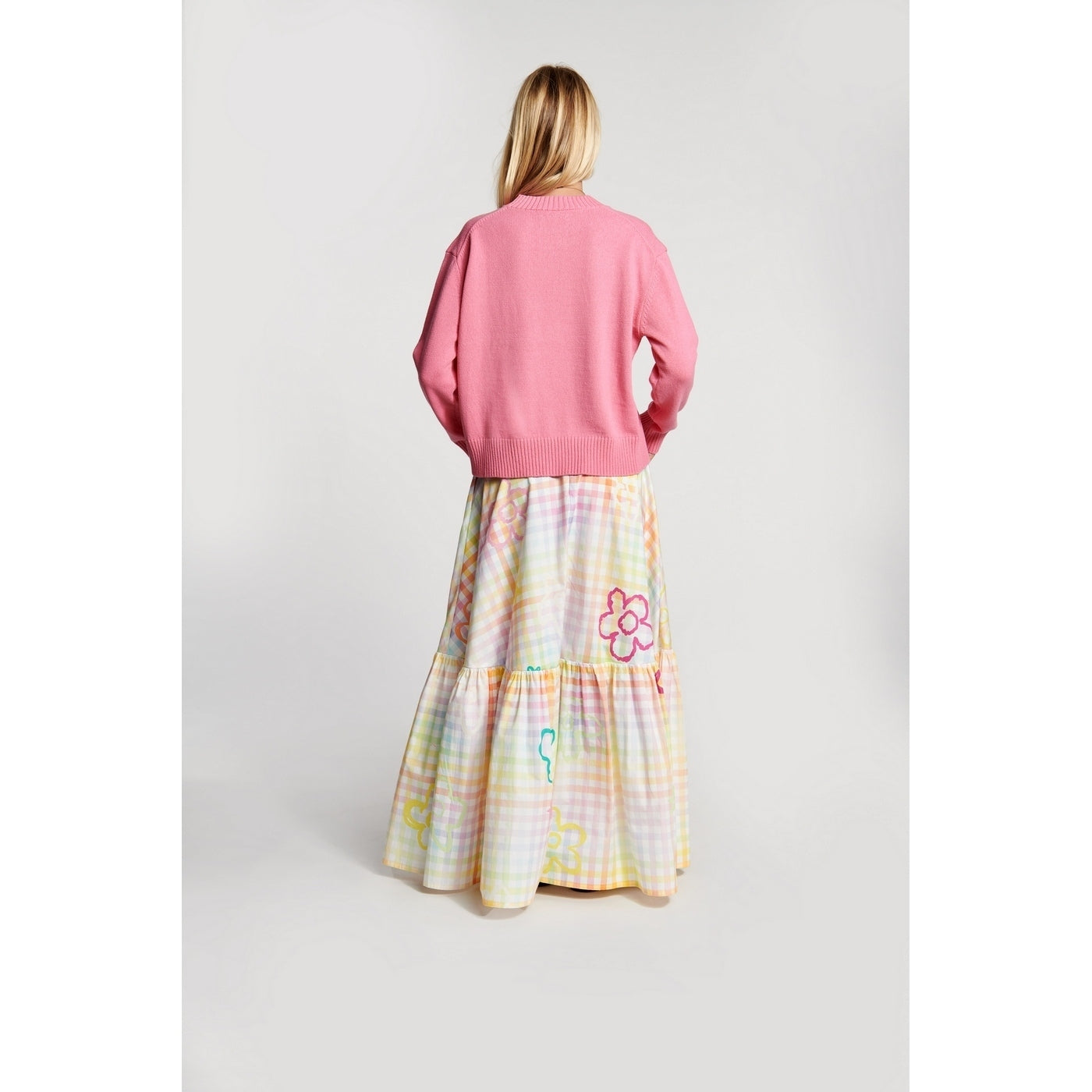 Jupe Check Flower Print
