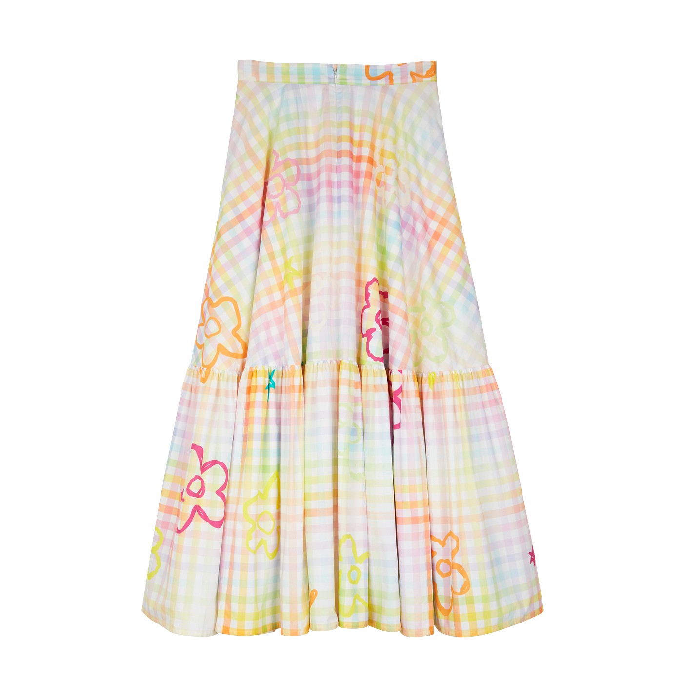 Jupe Check Flower Print