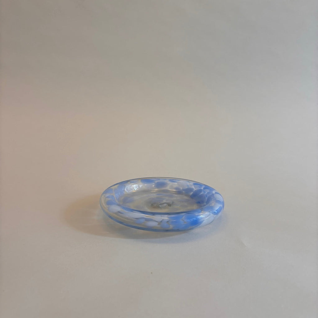 Vide Poche En Verre Moucheté Bleu Vintage