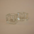 Paire De Bougeoirs Carrés En Verre