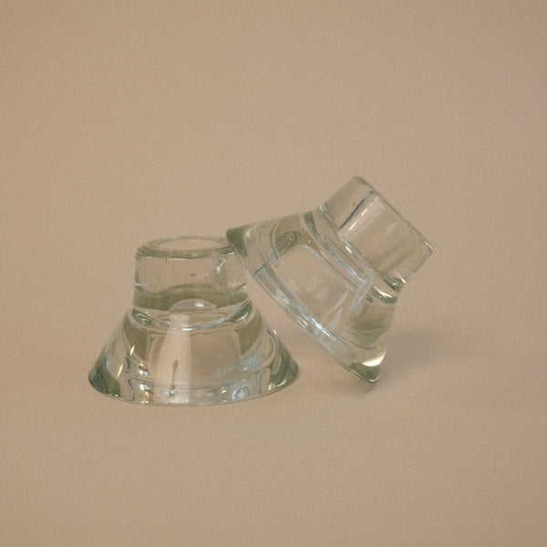 Paire De Bougeoirs En Verre