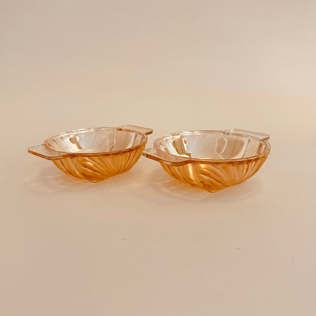 Duo De Coupelle En Verre Doré Vintage