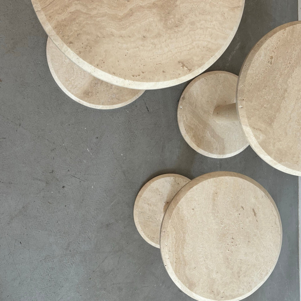 Ensemble De 3 Tables D'Appoints En Travertin
