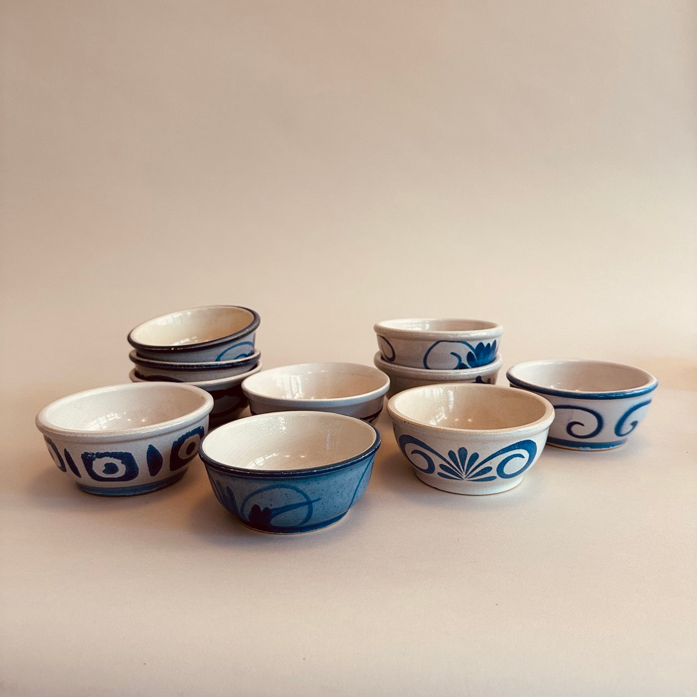 Ensemble De 10 Bols Bleus Vintage