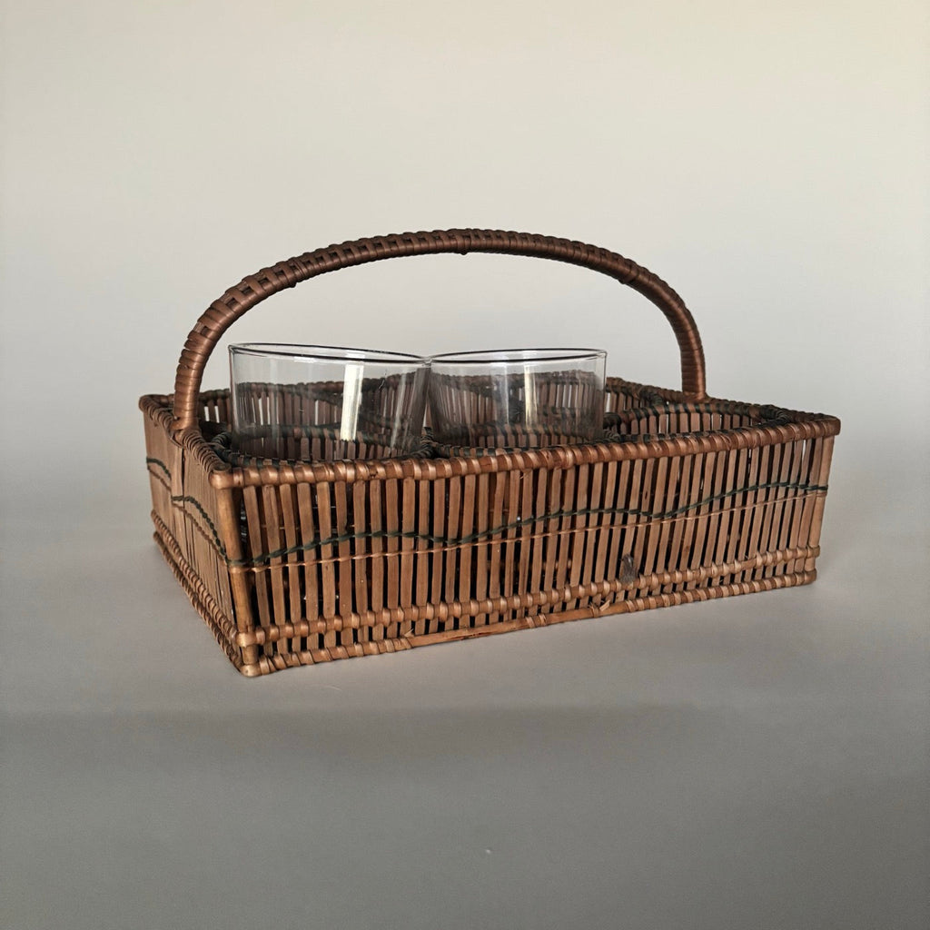 Porte- Verres Vintage En Osier