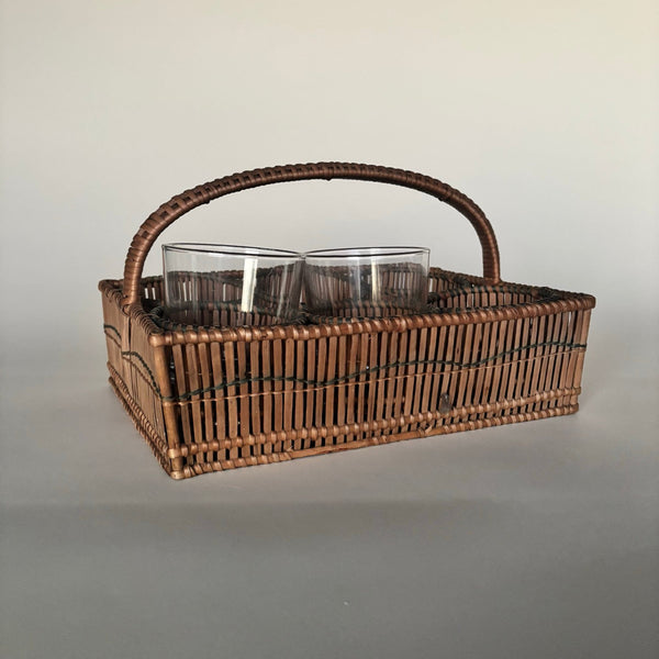 Porte- Verres Vintage En Osier