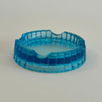 Cendrier En Verre Bleu Vintage