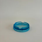 Cendrier En Verre Bleu Vintage
