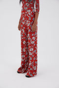 Pantalon Large Fleuri Terracotta