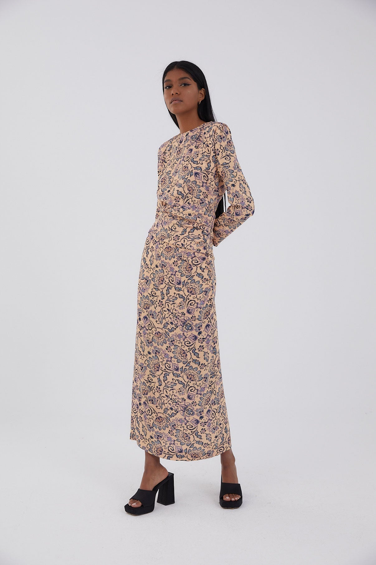 Robe Beky Fleuri Iris Beige
