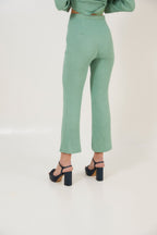Pantalon Sixties Crop Froissé Bleu Eau
