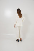 Pantalon Crop Froissé Écru
