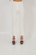 Pantalon Crop Froissé Écru