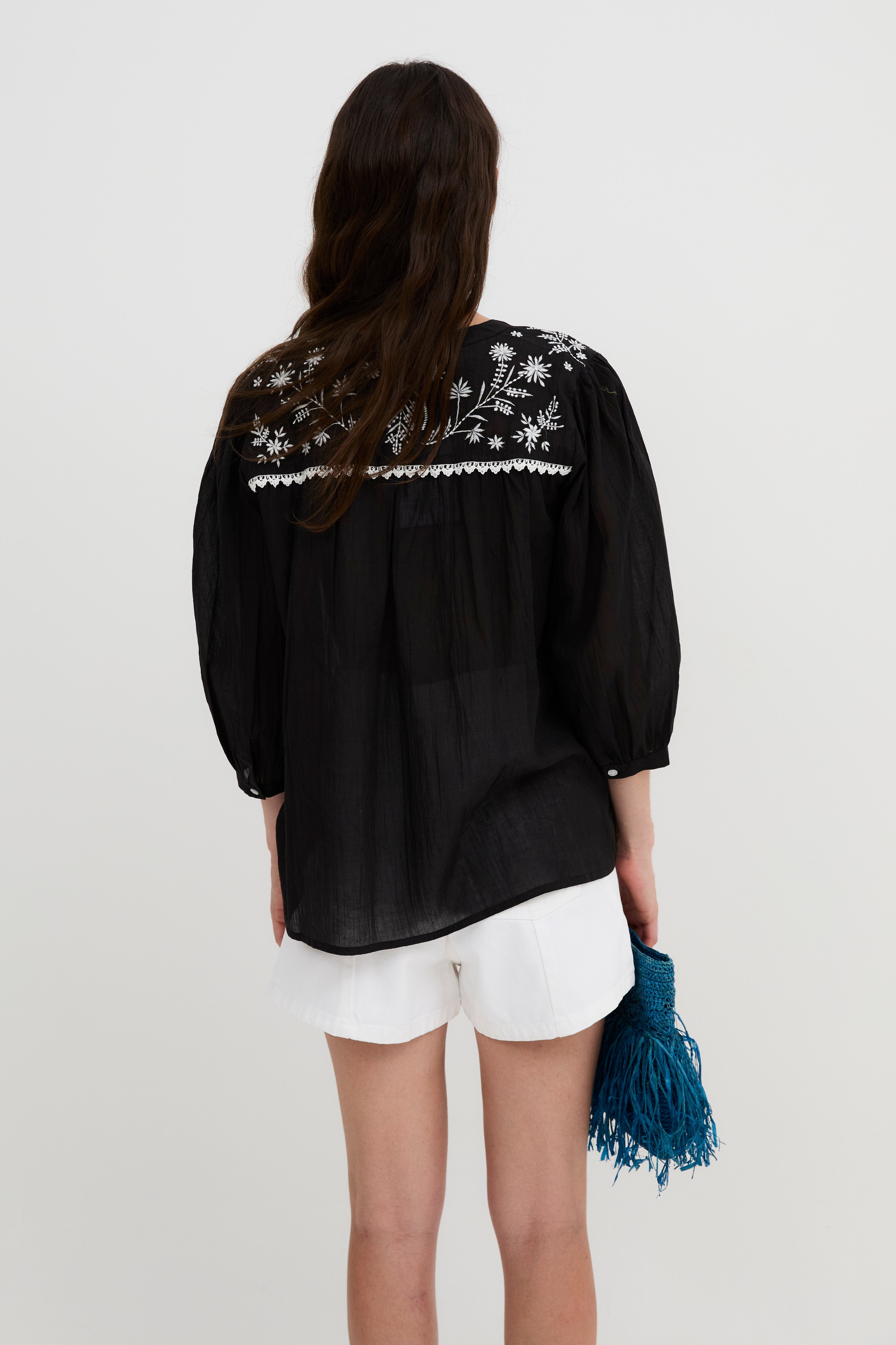 Blouse Mumbai Popeline Noir